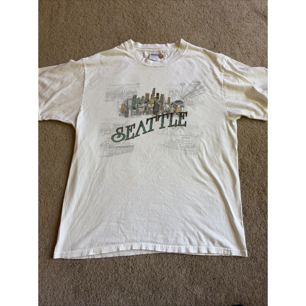 Vintage Hanes Heavyweight Seattle City Tourist Large White Shirt